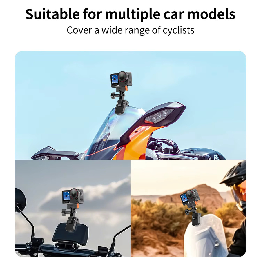 Motorrad-Windschutzscheibenhalterung aus Aluminiumlegierung für DJI Osmo Pocket 3, Action 5 Pro, Action 6 und GoPro, Insta360 X4, X5, GO Ultra in Schwarz - Bild 4