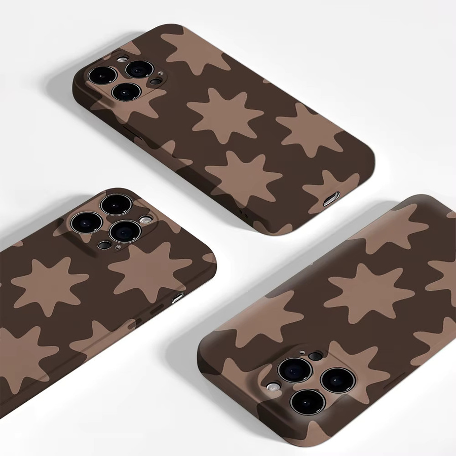 Potdemiel Handyhülle mit Retro Star Motiv in Braun für iPhone 17 16 15 14 13 12 Pro Max Plus mit doppelschichtiger Rückseite - Bild 2
