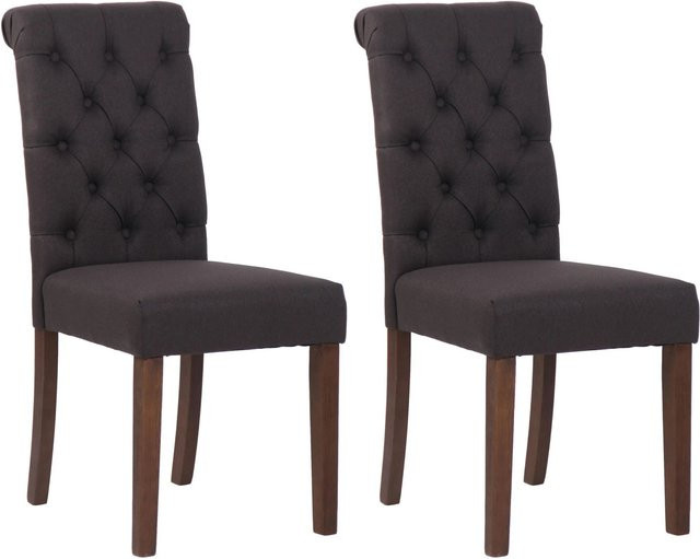 2er Set Esszimmerstühle DELUKE WALES aus Stoff mit Holzgestell in Schwarz, B/T/H: 98 x 45 x 63 cm - Bild 1