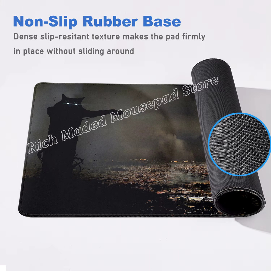 Potdemiel XXL Mauspad Anime Design Katze Schwarz Weiß Gaming Schreibtischmatte - Bild 3