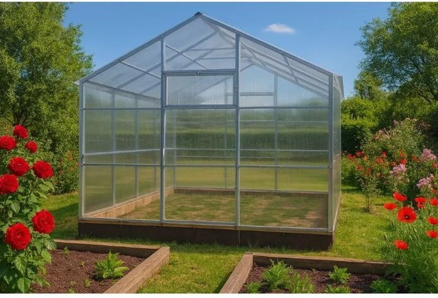 Garten Dream Gewächshaus Flora mit 10mm Polycarbonat und Satteldach, transparent, B/T: 4 x 3 m - Bild 1