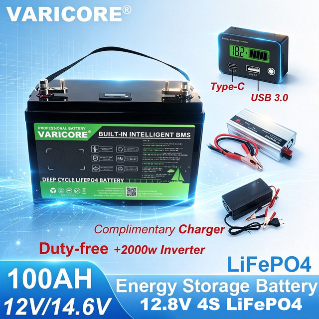 VariCore LiFePO4 Batteriepack 12,8V 100Ah in Schwarz inklusive 14,6V 10A Ladegerät - Bild 1