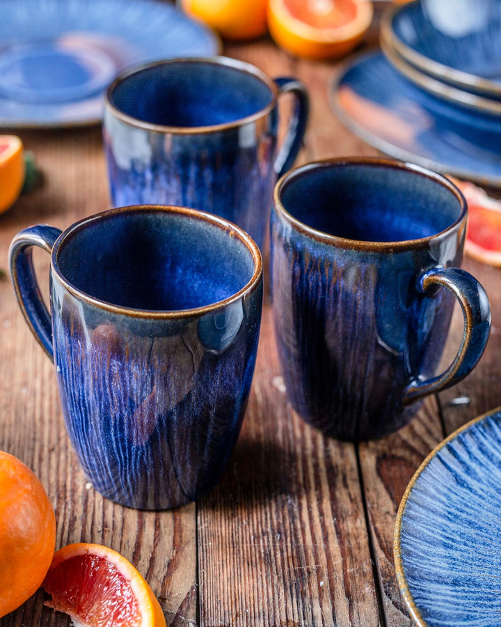 Gipfelstück Kaffeebecher-Set Eisfall aus Steinzeug in Blau und Weiß, 300 ml pro Becher - Bild 4