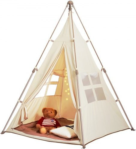 VEVOR Tipi Spielzelt für Kinder mit Matte und Tragetasche, Beige - Bild 1