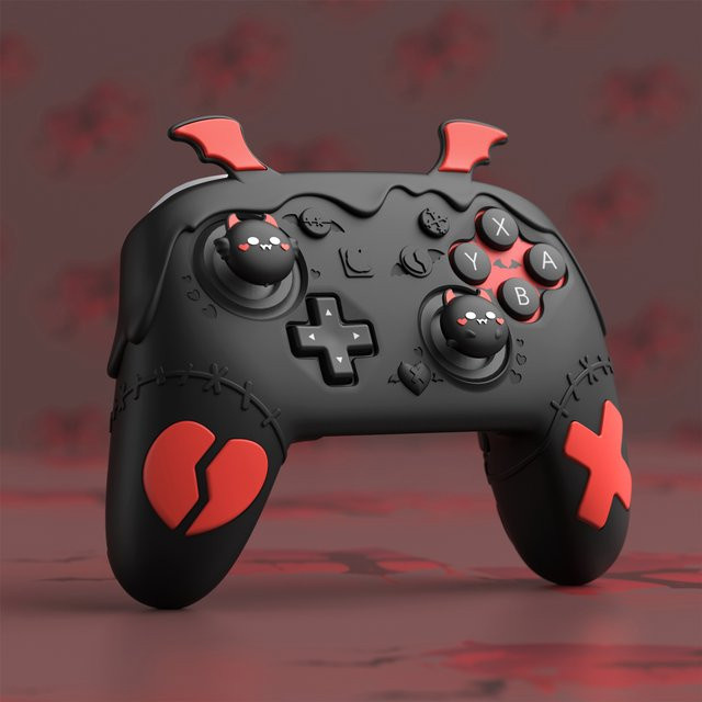 PlayVital Silikonhülle Gothic Imp Serie für Nintendo Switch Pro Controller in Schwarz mit Zubehör - Bild 1
