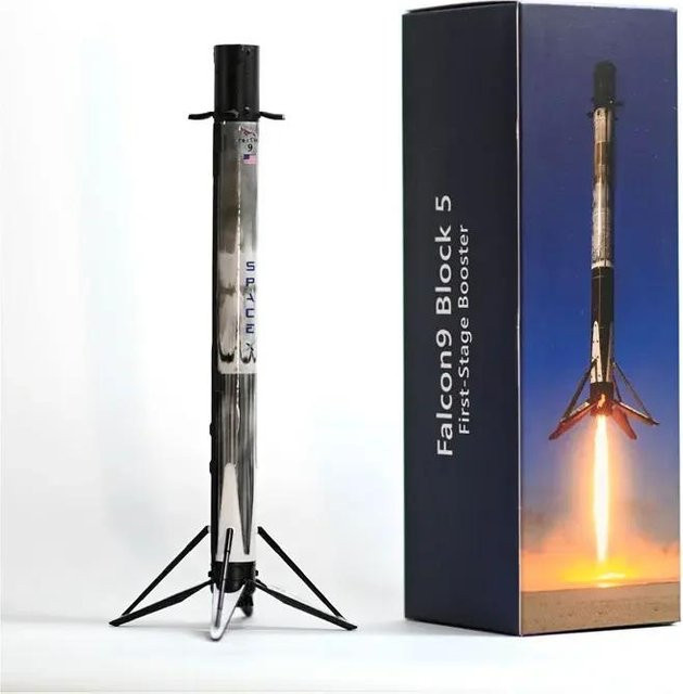 Linyi toy car Falcon 9 Dragon Heavy, Raketenmodell, Metall, 1:233, Schwarz - Bild 1