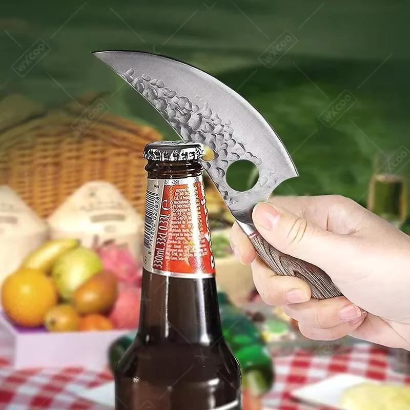 WXCOO Handgefertigtes Tranchiermesser aus Edelstahl mit Schutzhülle, Silber/Holz - Bild 3