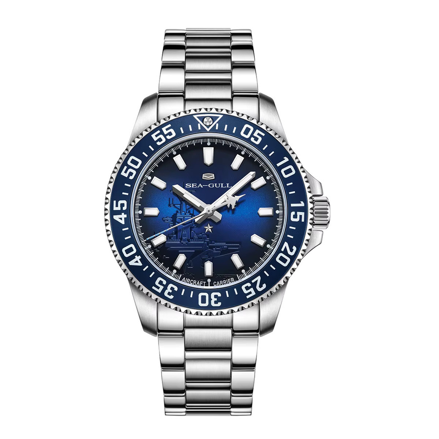 Seagull Herren-Taucheruhr, Automatik, Edelstahl, Blau, 44 mm, 20 ATM - Bild 5
