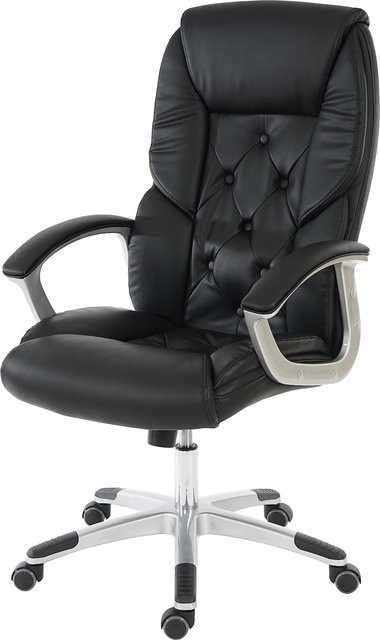 MCW Profi-Bürostuhl H42 XXL Chefsessel Drehstuhl aus Kunstleder in Schwarz mit Kopfstütze und Armlehnen, belastbar bis 150 kg - Bild 1
