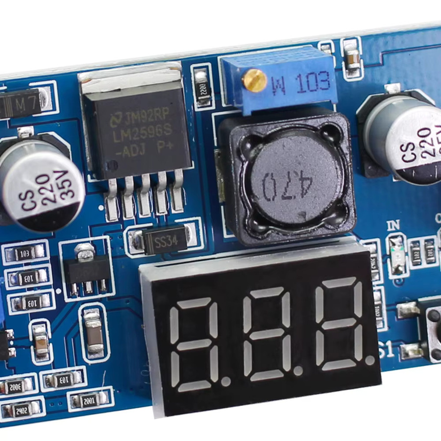 LM2596 DC-DC Step-Down Wandler mit digitalem Voltmeter und einstellbarer Spannungsregelung, Blau - Bild 1