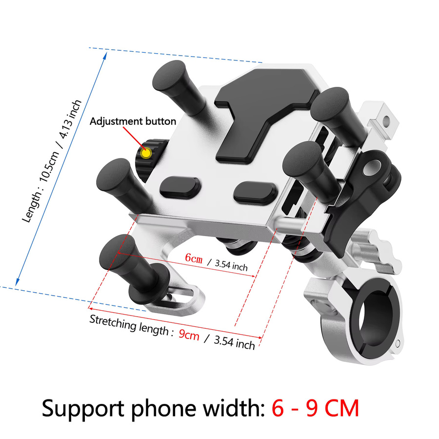 Drehbare Motorrad-Navigationshalterung aus Aluminium-Legierung für dein Bike, Farbe: Silber - Bild 6