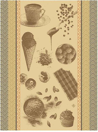 Le Jacquard Français Geschirrtuch Chocolat Recettes Cacao Braun aus Baumwolle, B/H: 60 x 80 cm