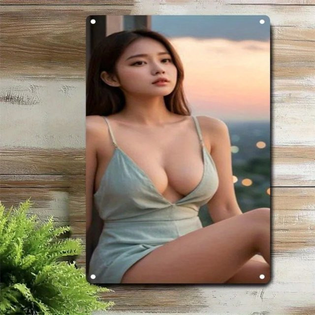 Retro Metallschild CIFBUY mit Koreanischem Anime-Mädchen für Wanddekoration in Café und Zuhause, Höhe: 30,0 cm, Breite: 20,0 cm - Bild 1