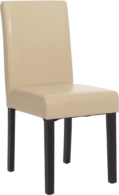 CHEFGASTRO Esszimmerstuhl Klassisch Modern in Creme mit Kunstleder und dunklen Beinen, B/T/H: 43 x 56 x 90 cm, Sitzhöhe: 45 cm - Bild 1