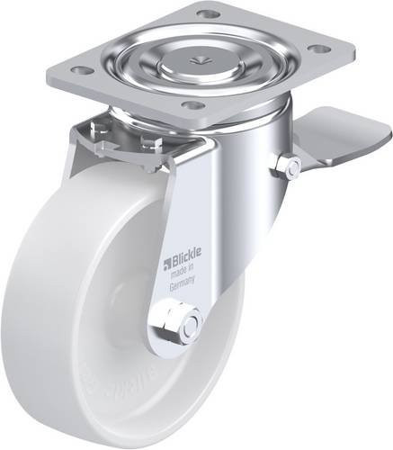 Blickle Lenkrolle 11593 LH-PO 150G-ST mit Feststeller, Rad-Durchmesser: 15 cm, Tragfähigkeit: 400 kg, Farbe: Weiß - Bild 1