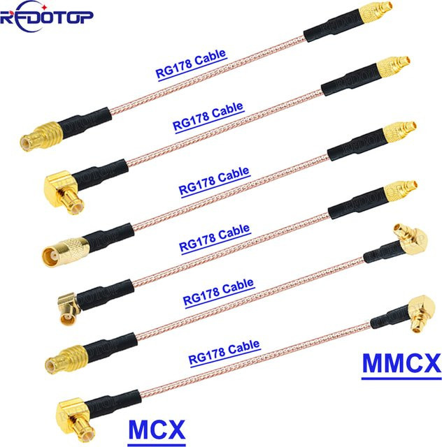 RFDOTOP RG178 Koaxialkabel MCX auf MMCX Verlängerung Jumper Kabel mit MCX und MMCX Steckern und Buchsen - Bild 1