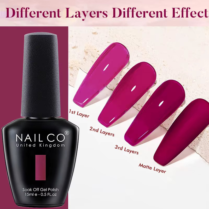 NAILCO Gel Nagellack Maniküre Kit, Helle Rosa, 15 ml, 8 Teile - Bild 2