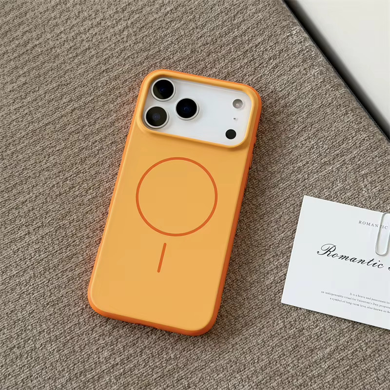 szHAIyu Matte TPU-Hülle mit MagSafe Magnet für iPhone 17 16 15 14 13 12 Pro Max – Stoßfeste Schutzhülle für kabelloses Laden in Orange - Bild 1