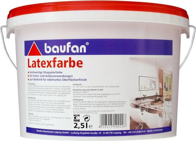 Baufan Latexfarbe Betonoptik Weiß, 2,5 l - Bild 1