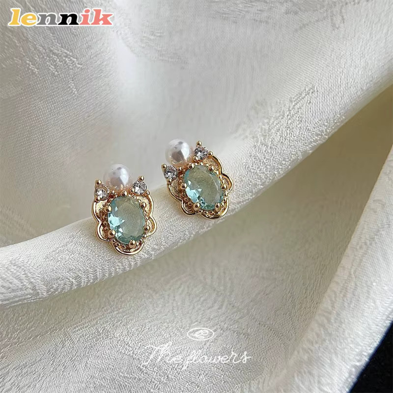LENNIK Ohrschmuck, 14K vergoldet, Aquamarin, Zirkonia, Unisex - Bild 3