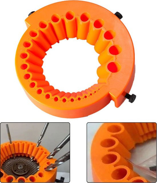 VIBRATITE Multifunktionaler Bohrerschleifer und Spitzer für 3–13 mm mit Kunststoff-Bohrhalter in Orange - Bild 1