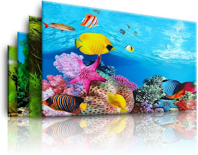 Leewince 3D Aquarium Hintergrund Aufkleber mit Ozean und Pflanzen in Multicolor - Bild 1