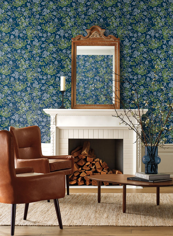 Rifle Paper Co. Tapete Cornflower Floral Botanical in Blau und Gold RP7385 - Bild 1
