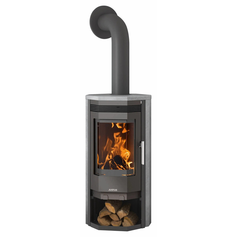 Justus Kaminofen Usedom 5 mit Speckstein-Verkleidung und Gusstür in Grau, 5 kW - Bild 2