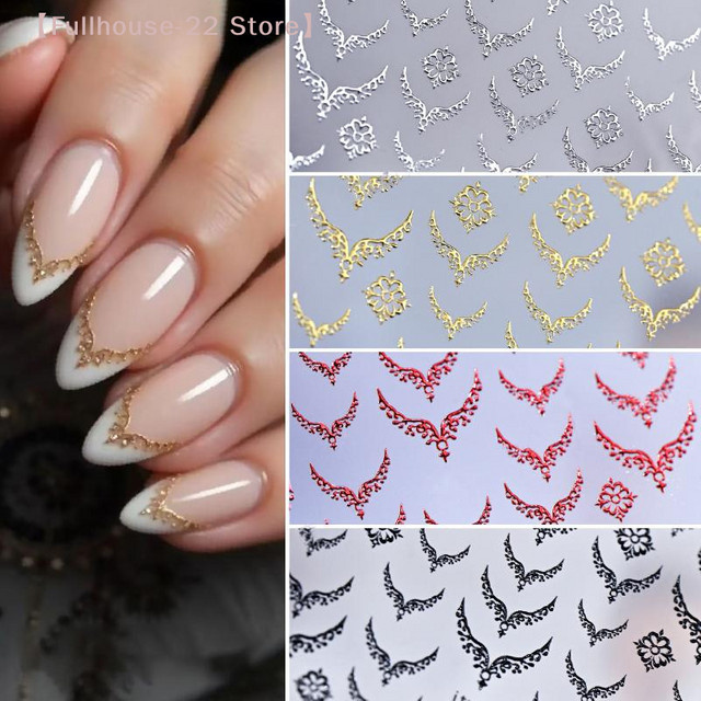 Heabety Nagelkunst-Aufkleber, 3D Metall, Schwarz, Unisex - Bild 1