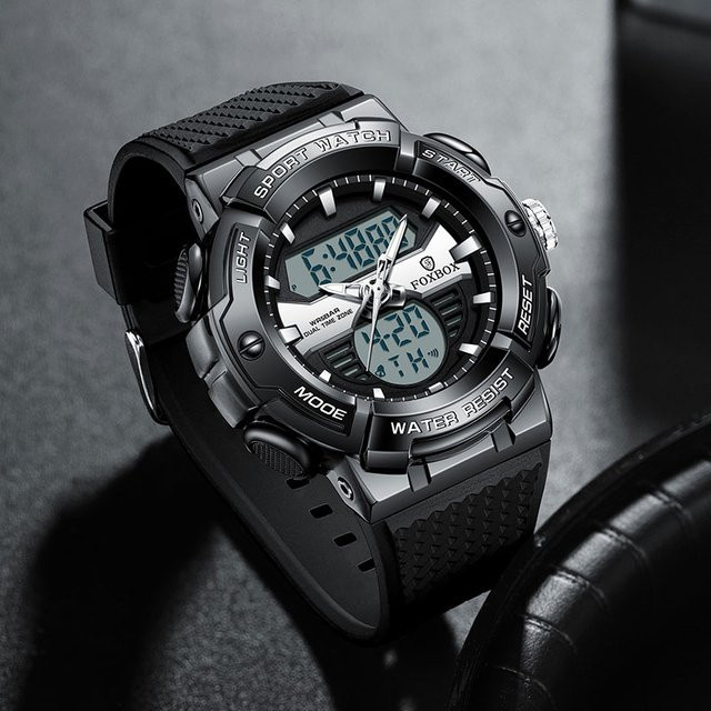 FOXBOX Chronograph, Digitaluhr, Quarz, Schwarz, Herren - Bild 1