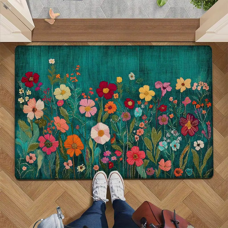 VIKAMA Fußmatte mit floralem Blumendruck, rechteckiger Teppich in Multicolour, B/T: 60 x 40 cm - Bild 3