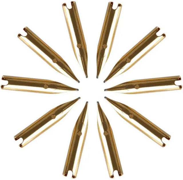 5 Stück Universal-Füllfederhalterfedern mit 0,38 mm Iridium-Gold-Spitze für Kalligraphie und Schreibwaren in Gold - Bild 1