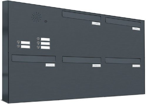AL Briefkasten für 5 Parteien mit Zaundurchwurf, grau, B/H/T: 153,145 x 68,4 x 11,6 cm - Bild 1