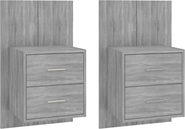 vidaXL Wand-Nachttische 2er-Set Grau Sonoma, Wandmontage für das Schlafzimmer, B/H: 32,5 x 48,5 cm - Bild 1