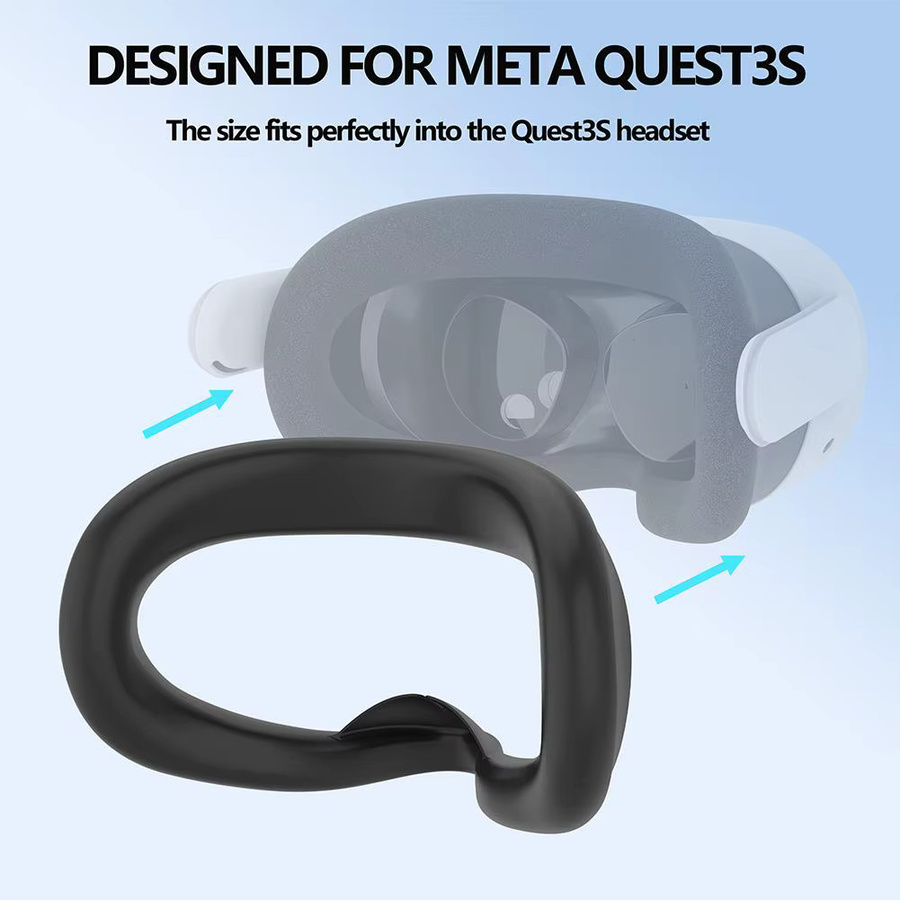 Silikon-Gesichtsabdeckung für Meta Quest 3S, lichtdichte und schweißfeste Ersatz-Gesichtsmaske in Schwarz - Bild 4