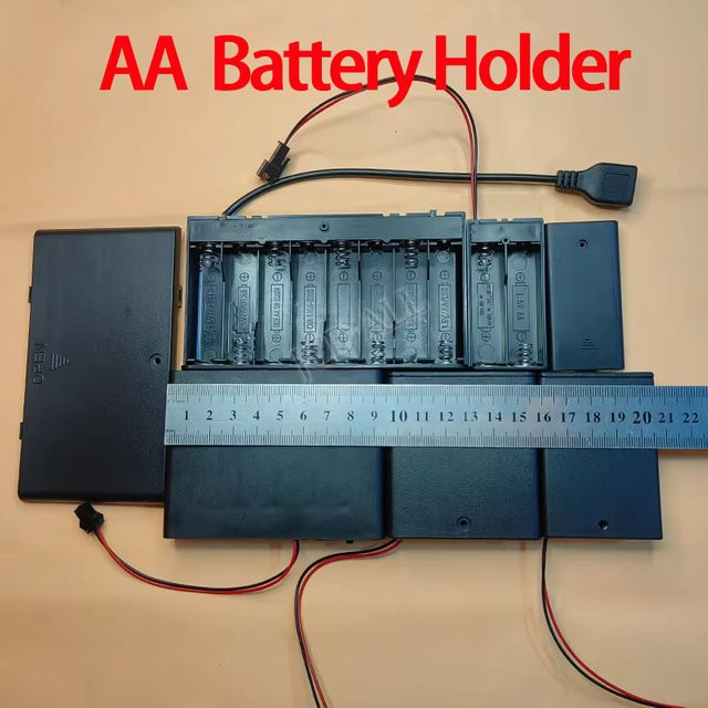 JCD AA Batteriehalter Box mit Schalter und Abdeckung in Schwarz mit USB-C Anschluss und 2Pin Terminal Draht - Bild 1