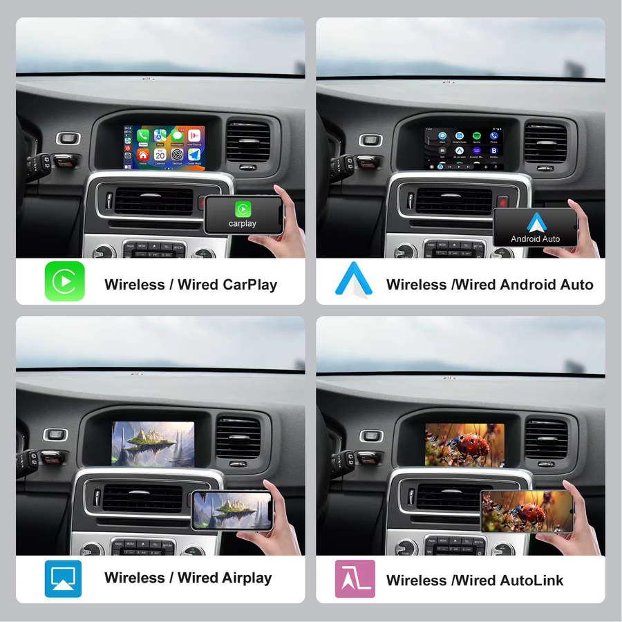 REEIIO Kabelloses CarPlay und Android Auto Interface Decoder Box mit Mirror Link für Volvo XC60 V40 V60 S60 2015-2019 inklusive Front- und Rückfahrkamera für 7 Zoll Displays - Bild 2