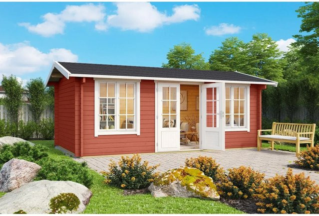 Lasita Blockbohlenhaus Pembrokeshire Gartenhaus mit Satteldach in Rot, B/H/T: 540 x 239,4 x 345,8 cm - Bild 1