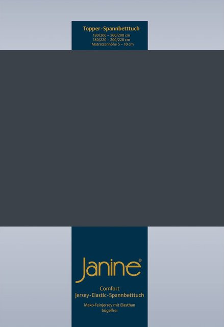 Janine Topper Spannbetttuch Elastic Jersey aus Baumwolle in Anthrazit, B/T: 180 x 200 cm - Bild 1
