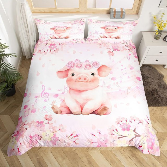 Lodestar Bettwäsche Set Rosa Schwein mit 1 Bettbezug und 2 Kissenbezügen aus Mikrofaser für Kinder, B/H: 140 x 200 cm - Bild 1
