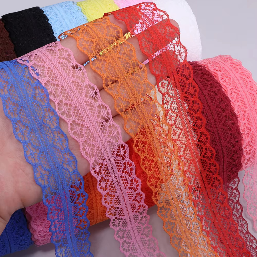 Beidseitig bestickte Netzspitze als Spitzenband für Hochzeitskleider und Nähzubehör, Farbe: Pink/Mehrfarbig, Breite: 2,8 cm, Länge: 20 m - Bild 4