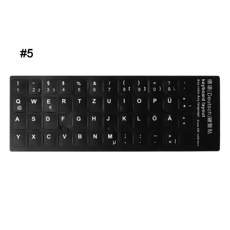 Deek-Robot Tastatur Aufkleber in Schwarz für Laptop und PC mit verschiedenen Alphabeten wie Russisch, Französisch, Spanisch, Japanisch, Deutsch, Arabisch, Koreanisch und Italienisch - Bild 3