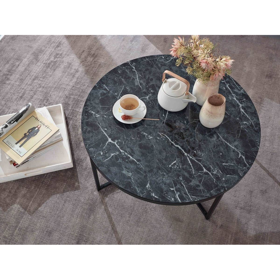 Couchtisch Wohnling in Schwarz mit Marmor Optik, B/H/T: 80 x 35 x 80 cm - Bild 4