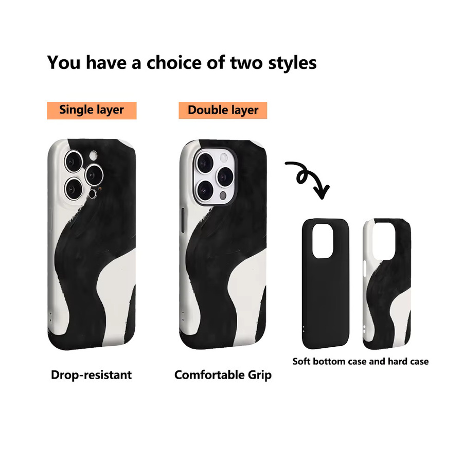 Potdemiel Handyhülle Black Ink Flow für iPhone 17 16 15 14 13 12 11 Pro Max Plus mit doppelschichtiger Rückseite in Schwarz und Multicolour - Bild 3
