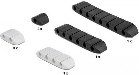 Delock Kabel-Halteclips aus Thermoplast in Schwarz und Weiß, 10 Stück, B: 20 mm, H: 10 mm - Bild 1
