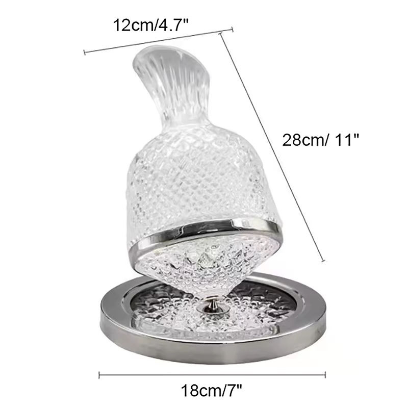 JETTING 360 Grad drehbarer Dekanter aus Kristallglas in Transparent und Silber, 1500 ml Weinspender und Belüfter mit geometrischem Design - Bild 6
