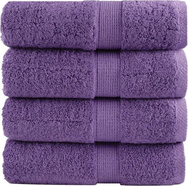 vidaXL Premium-Gästetücher Set aus 100% Baumwolle in Lila, 4 Stück, B/H: 30 x 50 cm, 600 g/m2 - Bild 1