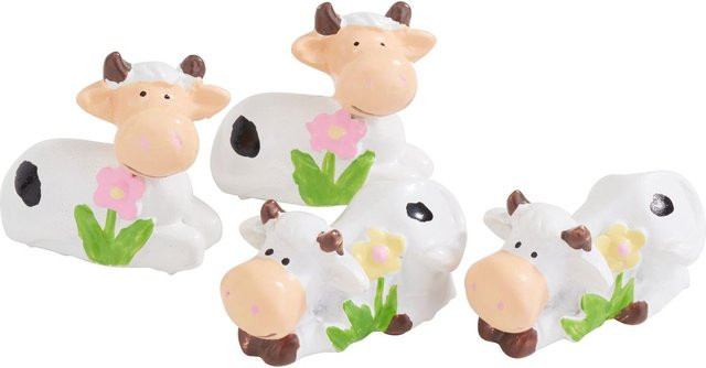 VBS Landliebe Figuren Set Kühe Frida in Weiß mit Blumenmotiven, 4er-Set aus Polyresin - Bild 1
