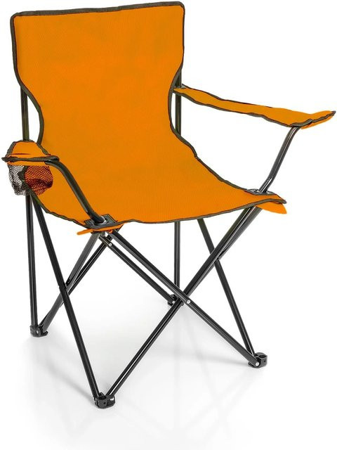 BigDean Faltstuhl Orange mit Getränkehalter und Tragetasche, Klappbarer Campingstuhl und Anglerstuhl aus beschichtetem Oxford Gewebe - Bild 1