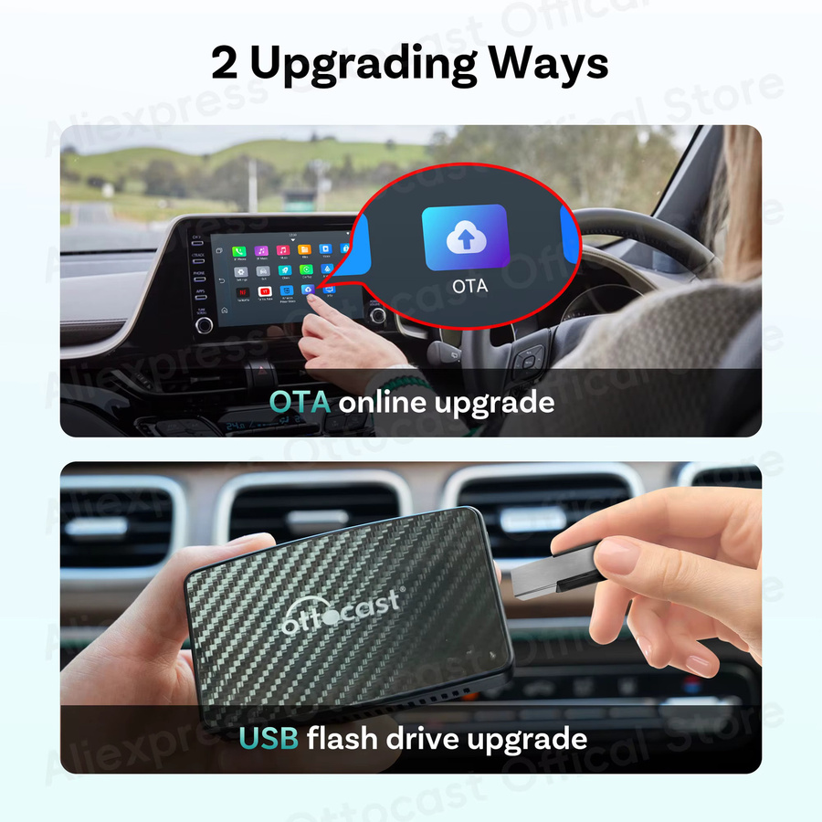 OTTOCAST Kabelloser CarPlay und Android Auto Adapter mit Video-Box für YouTube und Netflix in Schwarz - Bild 3